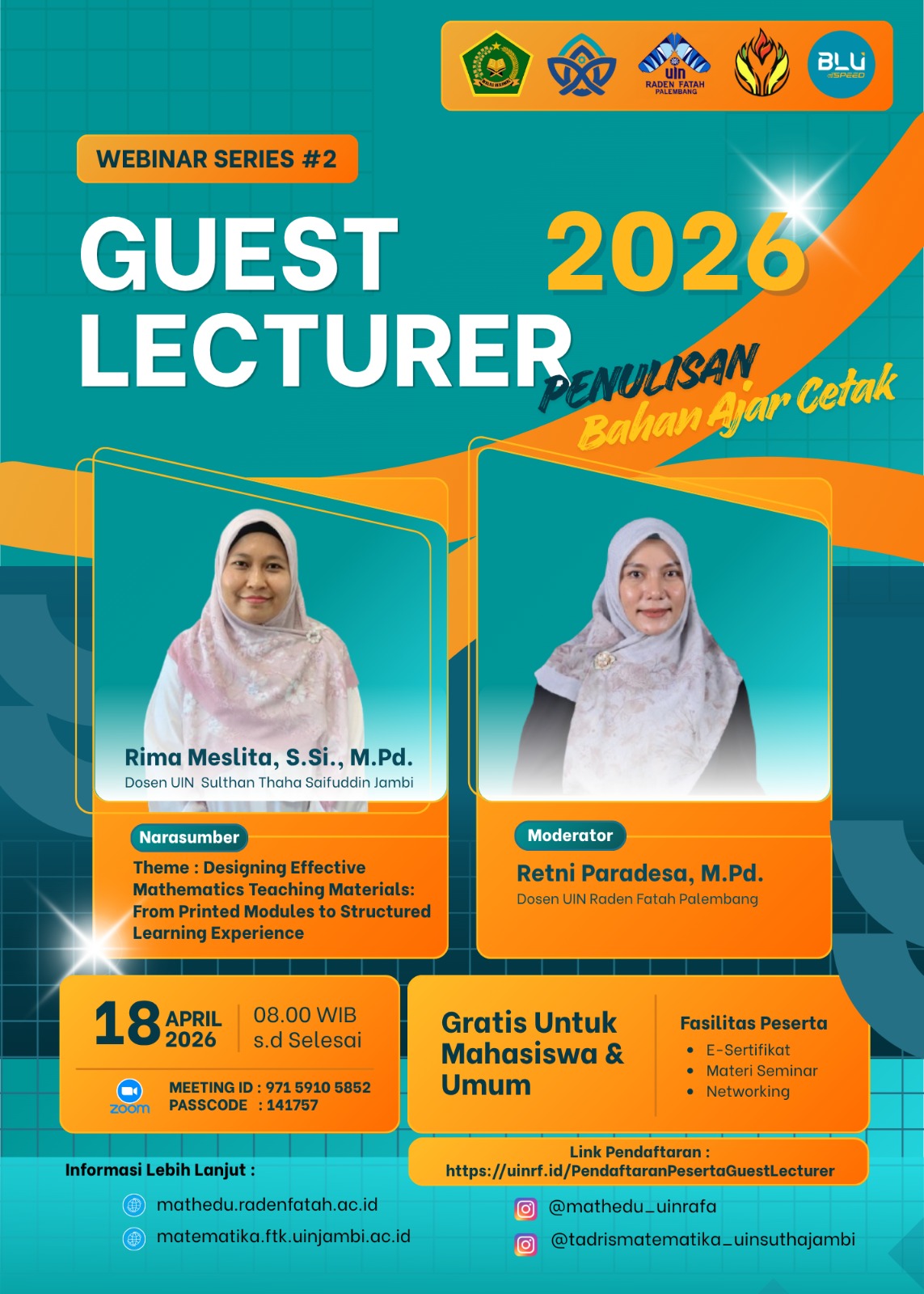 Guest Lecturer Tadris Matematika Hadir di Pertemuan Ke-2, Kupas Desain Bahan Ajar Efektif