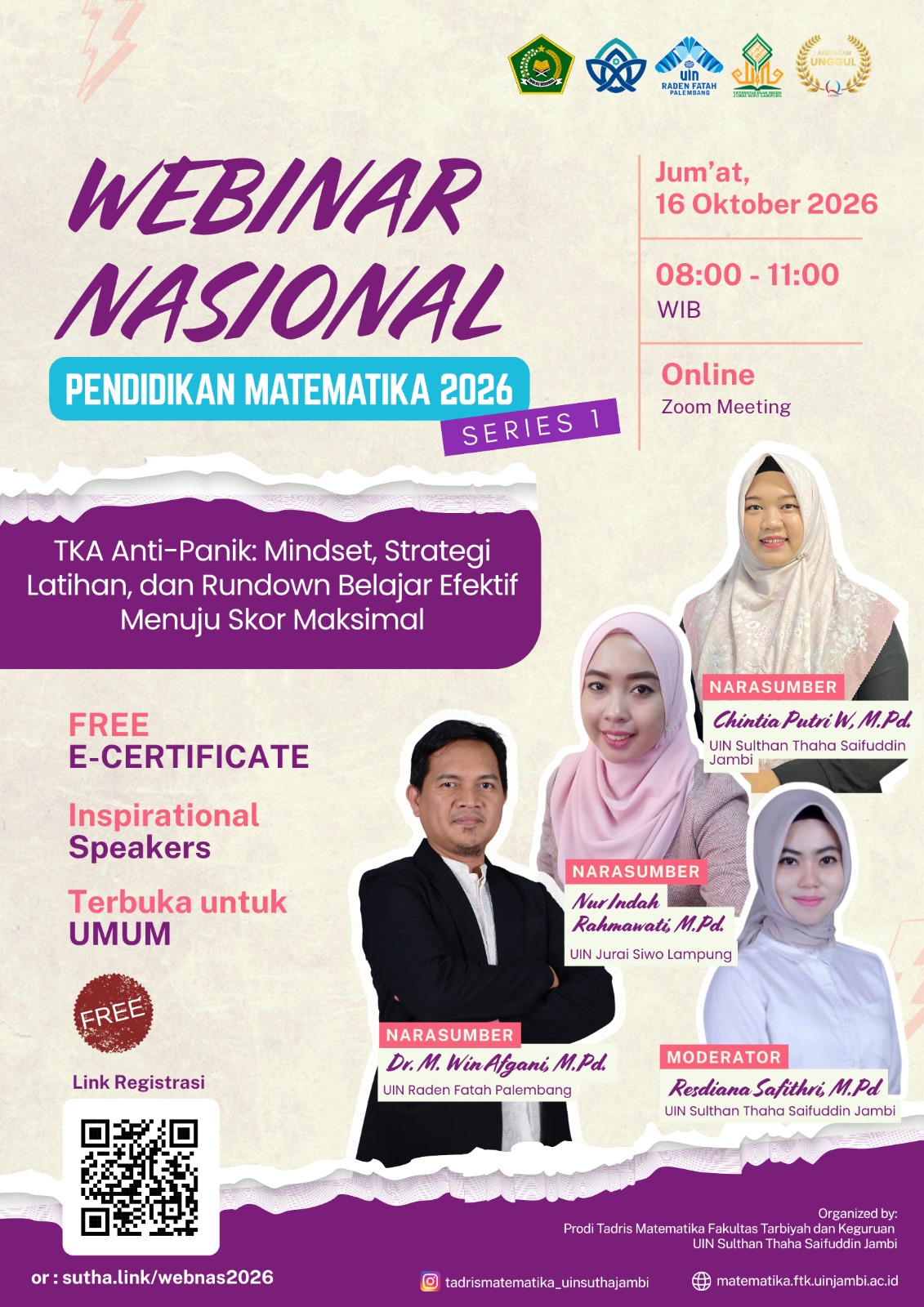 Webinar Nasional Pendidikan Matematika 2026 Series 1 Bahas Strategi Efektif Menghadapi TKA